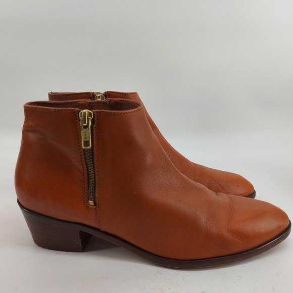 J. Crew Tan Leather Ankle Boots Classic Preppy Wardrobe Staple Size 8.5 - Picture 3 of 6